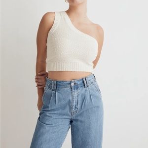 Madewell Textural Knit One Shoulder Women’s Size XL Antique Cream Sweater Tank